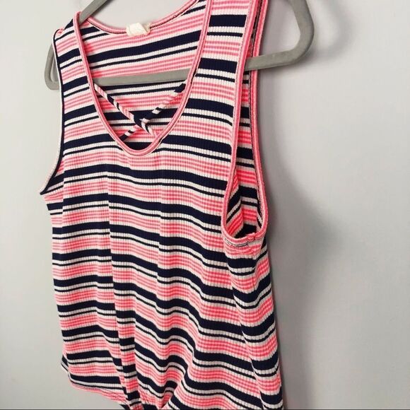 CAUTION TO THE WIND | Striped Tie Front Tank Top - Picture 2 of 8